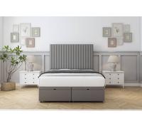 Sloomy Manhattan Dumfries Ottoman Bed Set With 54" Floor Standing Headboard in Light Grey | Size: King Sloomy Light Grey King