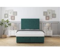 Sloomy Manhattan Emerald Plush Ottoman Bed With Mattress With 26" Strutted Headboard 4' Small Double