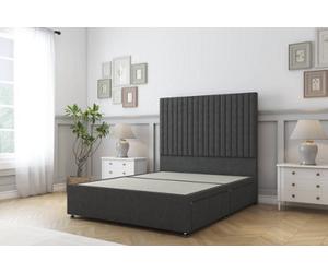 Sloomy Manhattan Graphite Dumfries Divan Bed Base 2 Drawers Same Side With 54" Floor Standing Headboard 4' Small Double