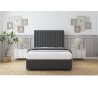 Sloomy Manhattan Graphite Dumfries Divan Bed With Mattress No Drawers With 54" Floor Standing Headboard 3' Single