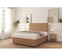 Sloomy Manhattan Latte Tweed Divan Bed With Mattress No Drawers 26" Strutted Headboard 3' Single
