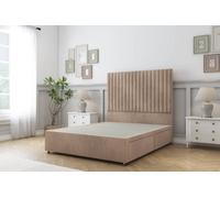 Sloomy Manhattan Mink Naples Divan Bed Base No Drawers With 54" Floor Standing Headboard 3' Single