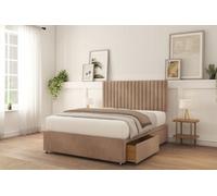 Sloomy Manhattan Mink Naples Divan Bed With Mattress 2 Drawers Same 26" Strutted Headboard 6' Super King