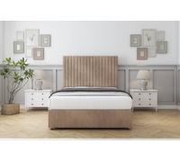 Sloomy Manhattan Mink Naples Divan Bed With Mattress 4 Drawers With 54" Floor Standing Headboard 4'6 Double
