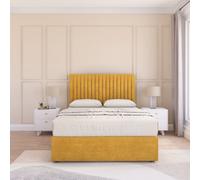 Sloomy Manhattan Mustard Plush 4Ft Memory Foam Bed Set With No Drawers, Mattress & Headboard- Small Double
