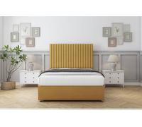 Sloomy Manhattan Mustard Plush Divan Bed With Mattress 4 Drawers With 54" Floor Standing Headboard 5' King
