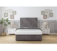 Sloomy Manhattan Naples Ottoman Bed Set With 26" Strutted Headboard in Grey | Size: Super King Sloomy Grey Super King