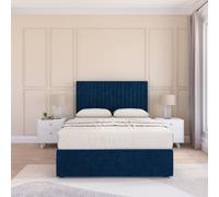 Sloomy Manhattan Navy Plush 5Ft Memory Foam Bed Set With No Drawers, Mattress & Headboard- King