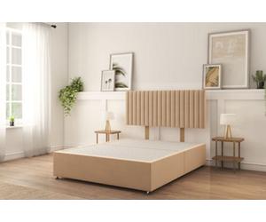 Sloomy Manhattan Pebble Plush Divan Bed Base No Drawers With 26" Strutted Headboard 2'6 Small Single