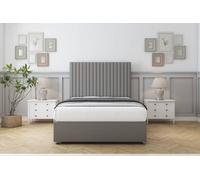 Sloomy Manhattan Pewter Dumfries Divan Bed With Mattress 2 Drawers Same Side With 26" Strutted Headboard 4' Small Double