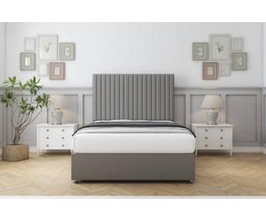 Sloomy Manhattan Pewter Dumfries Divan Bed With Mattress No Drawers With 54" Floor Standing Headboard 6' Super King