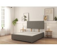 Sloomy Manhattan Pewter Tweed Divan Bed Base No Drawers With 26" Strutted Headboard 4' Small Double