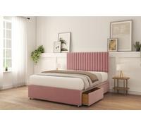 Sloomy Manhattan Pink Plush Divan Bed With Mattress 2 Drawers Same 26" Strutted Headboard 4'6 Double