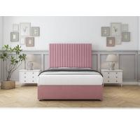 Sloomy Manhattan Pink Plush Divan Bed With Mattress No Drawers With 26" Strutted Headboard 5' King