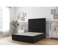 Sloomy Manhattan Plush Divan Bed Base 2 Drawers Foot-End - 54" Headboard in Black | Size: Small Double Sloomy Black Small Double