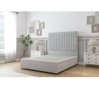 Sloomy Manhattan Plush Divan Bed Base 4 Drawers - 54" Headboard in Silver | Size: Small Double Sloomy Silver Small Double