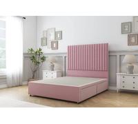 Sloomy Manhattan Plush Divan Bed Base No Drawers - 26" Headboard in Pink | Size: Single Sloomy Pink Single