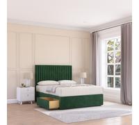 Sloomy Manhattan Plush Velvet Memory Foam Bed Set With 2 Drawers, Mattress & Headboard in Emerald | Size: Double Sloomy Emerald Double