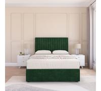 Sloomy Manhattan Plush Velvet Memory Foam Bed Set With No Drawers, Mattress & Headboard in Emerald | Size: King Sloomy Emerald King