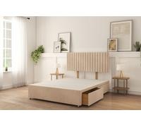 Sloomy Manhattan Sand Naples Divan Bed Base 2 Drawers Same Side With 26" Strutted Headboard 4'6 Double