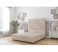 Sloomy Manhattan Sand Naples Divan Bed Base 4 Drawers With 54" Floor Standing Headboard 4'6 Double