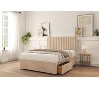 Sloomy Manhattan Sand Naples Divan Bed With Mattress 2 Drawers Foot-End 26" Strutted Headboard 4'6 Double
