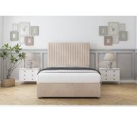 Sloomy Manhattan Sand Naples Divan Bed With Mattress No Drawers With 26" Strutted Headboard 5' King