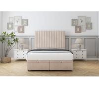 Sloomy Manhattan Sand Naples Ottoman Bed With Mattress With 54" Floor Standing Headboard 2'6 Small Single