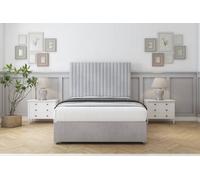 Sloomy Manhattan Silver Naples Divan Bed With Mattress 2 Drawers Same Side With 26" Strutted Headboard 3' Single