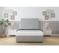 Sloomy Manhattan Silver Plush Divan Bed With Mattress No Drawers With 54" Floor Standing Headboard 2'6 Small Single