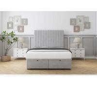 Sloomy Manhattan Silver Plush Ottoman Bed With Mattress With 26" Strutted Headboard 2'6 Small Single