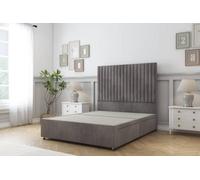 Sloomy Manhattan Slate Naples Divan Bed Base 2 Drawers Same Side With 54" Floor Standing Headboard 4'6 Double