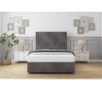 Sloomy Manhattan Slate Naples Divan Bed With Mattress 4 Drawers With 26" Strutted Headboard 4' Small Double