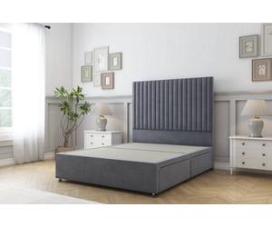 Sloomy Manhattan Steel Plush Divan Bed Base 2 Drawers Foot-End With 54" Floor Standing Headboard 6' Super King