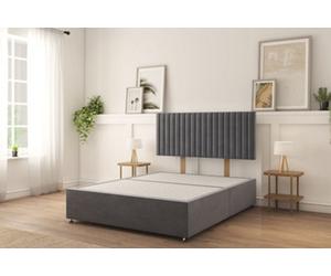 Sloomy Manhattan Steel Plush Divan Bed Base No Drawers With 26" Strutted Headboard 3' Single