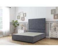 Sloomy Manhattan Steel Plush Divan Bed Base No Drawers With 54" Floor Standing Headboard 2'6 Small Single