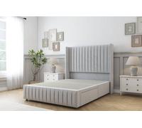 Sloomy Marlborough Silver Plush Divan Bed Base No Drawers-54" Wingback Headboard & 12" Footboard 3' Single