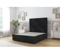 Sloomy Mayfair Black Naples Divan Bed Base No Drawers With 54" Floor Standing Headboard 3' Single