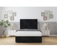 Sloomy Mayfair Black Naples Divan Bed With Mattress No Drawers With 54" Floor Standing Headboard 3' Single