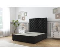 Sloomy Mayfair Black Plush Divan Bed Base 2 Drawers Same Side With 54" Floor Standing Headboard 3' Single