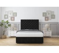 Sloomy Mayfair Black Plush Divan Bed With Mattress 2 Drawers Same Side With 26" Strutted Headboard 3' Single