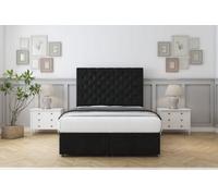 Sloomy Mayfair Black Plush Ottoman Bed With Mattress With 26" Strutted Headboard 3' Single