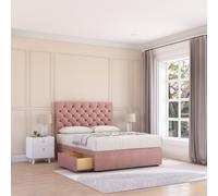Sloomy Mayfair Divan Bed Base 2 Drawers & 26" Struts Headboard in Pink | Size: Small Double Sloomy Pink Small Double