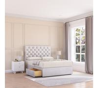 Sloomy Mayfair Divan Bed Base 2 Drawers & 26" Struts Headboard in Silver | Size: Small Double Sloomy Silver Small Double