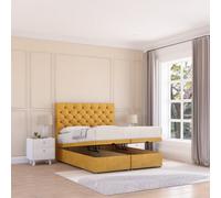 Sloomy Mayfair End Lift Ottoman Bed 3Ft With Sprung Memory Mattress - Mustard Plush & Headboard- Single