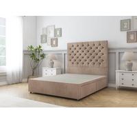 Sloomy Mayfair Mink Naples Divan Bed Base No Drawers With 54" Floor Standing Headboard 3' Single