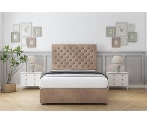 Sloomy Mayfair Mink Naples Divan Bed With Mattress 2 Drawers Foot-End With 54" Floor Standing Headboard 6' Super King