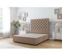 Sloomy Mayfair Mink Plush Divan Bed Base 4 Drawers With 54" Floor Standing Headboard 4' Small Double