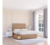 Sloomy Mayfair Naples Bed Set With 4 Drawers, Mattress & 26" Headboard in Light Sand | Size: Small Double Sloomy Light Sand Small Double