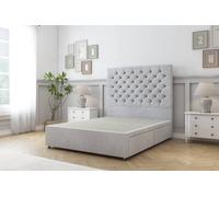 Sloomy Mayfair Naples Divan Bed Base 2 Drawers Foot-End - 26" Headboard in Silver | Size: King Sloomy Silver King